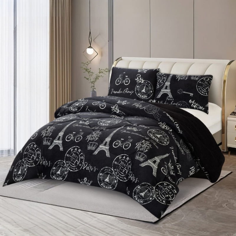 Genérico - Plumon De Invierno Plush Liso Con Chiporro De 2 Plazas + 2 Fundas Para Almohada Cipi2p-24