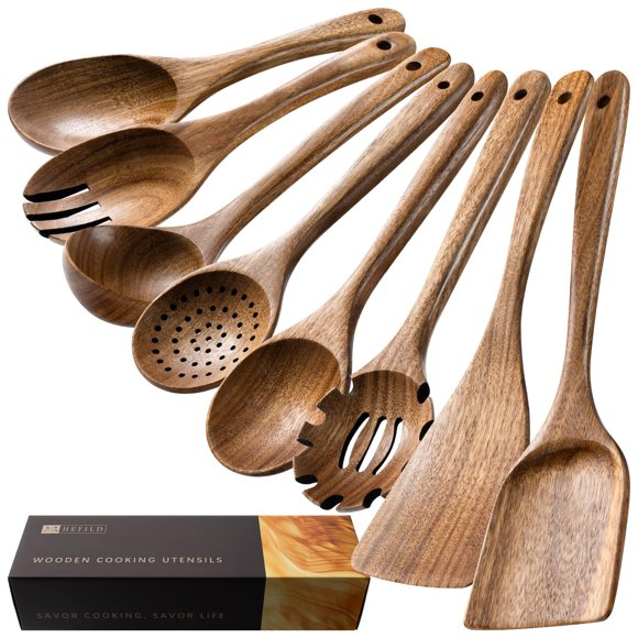 Juego de Utensilios de Madera de Acacia Hefild – 8 Piezas