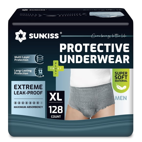 Calzoncillos para incontinencia SUNKISS talla XL gris - 128 unidades