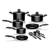 Batería Cocina 15 Piezas Aluminio Antiadherente Negro Wolf