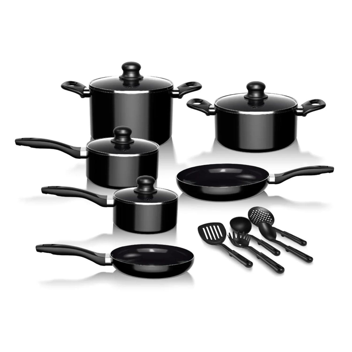 Batería Cocina 15 Piezas Aluminio Antiadherente Negro Wolf