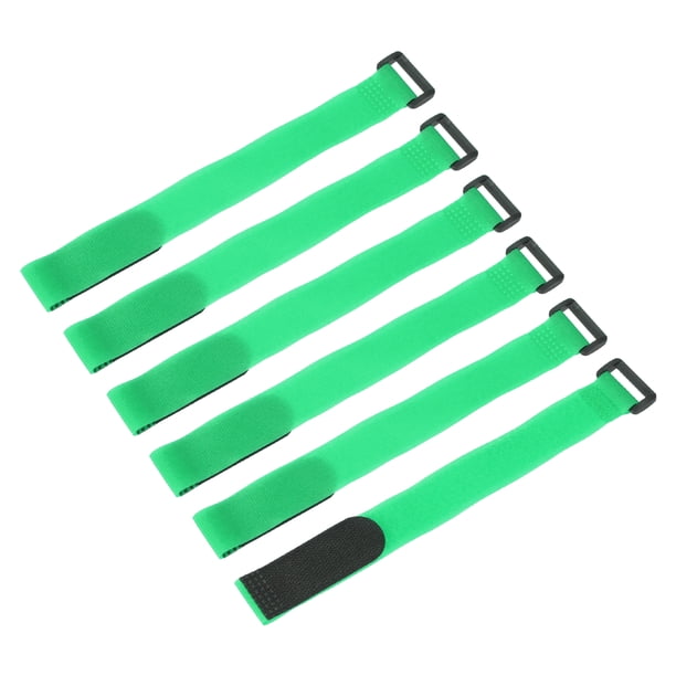 Uxcell 6 Pcs Correas de Sujeción de Batería Reutilizables, 1"x12" Nylon Correa de Sujeción Ajustable con Gancho y Bucle para Cuadricópteros FPV RC Drone Barco Coche, Verde