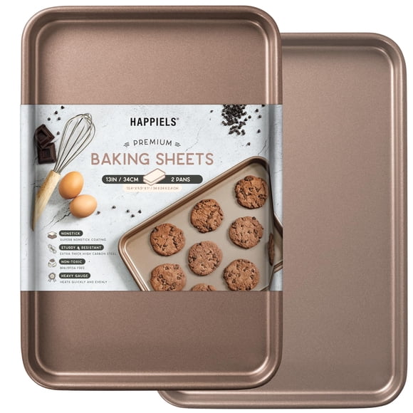 Bandeja para hornear HAPPIELS 34 × 24 cm, paquete de 2, antiadherente y libre de PFOA