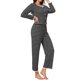 thumbnail image 4 of Conjunto de Pijama de Encaje para Mujer INSPIRE CHIC, Conjunto de 2 Piezas de Manga Larga a Rayas, Conjunto a Juego Lindo 2026 Otoño Invierno XL Negro, 4 of 6