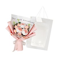 Magideal - Ramo De Flores De Ganchillo Para Decoración, Terminado, Flor Preservada, Flor Tejida Para Decoración De Fiesta De Boda, Día De Acción De Gracias, Día Rosa