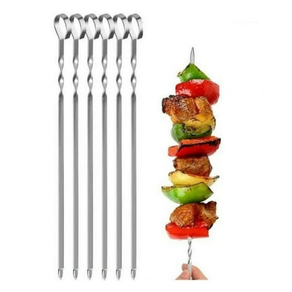 Set De 6 Pinchos Brochetas Anticucho Metal De 45 Centimetros