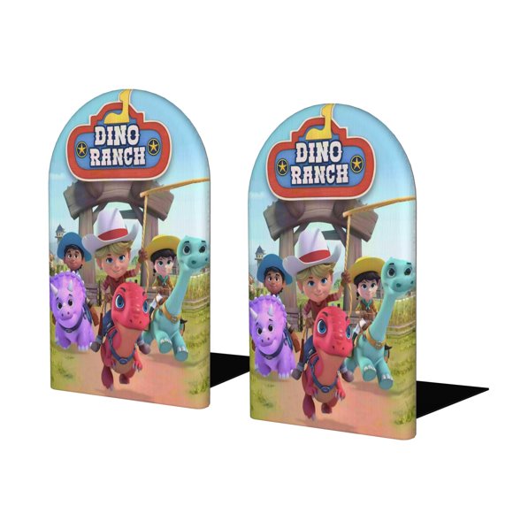 Rancho Dino Sujetalibros decorativos temáticos, tope para estantería con base antideslizante, uso dual para hogar y oficina - 2 piezas