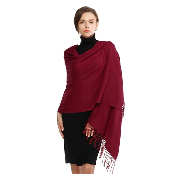 Chal RIIQIICHY 191 cm × 69 cm con flecos – Pashmina