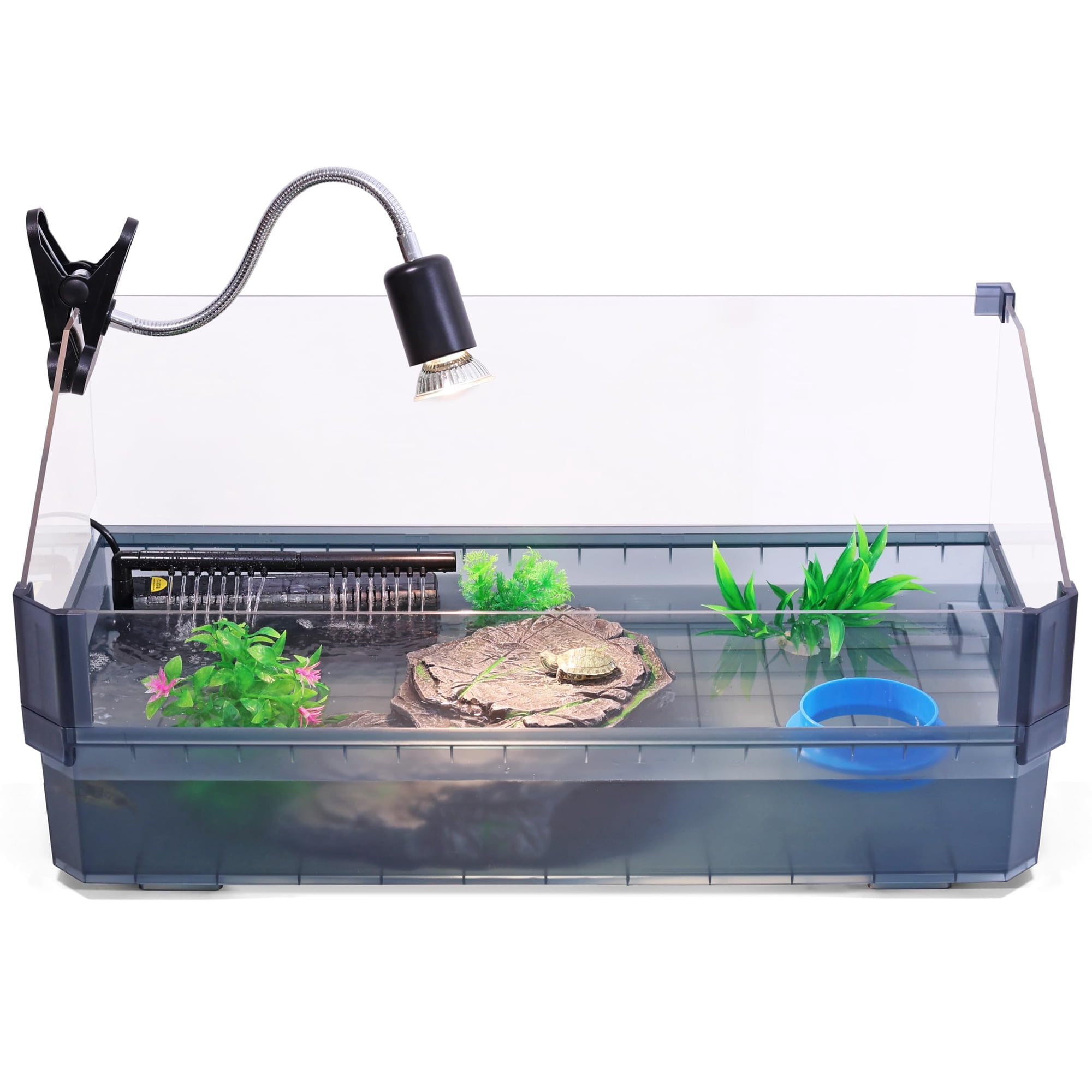 VIVARIUM Kit de Acuario para Tortugas HYPESIDE con Filtro y Lámpara UVB - Negro