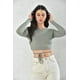 thumbnail image 1 of Polera Mujer Crop con Escote Detras Manga Larga Verde Talla M, 1 of 3