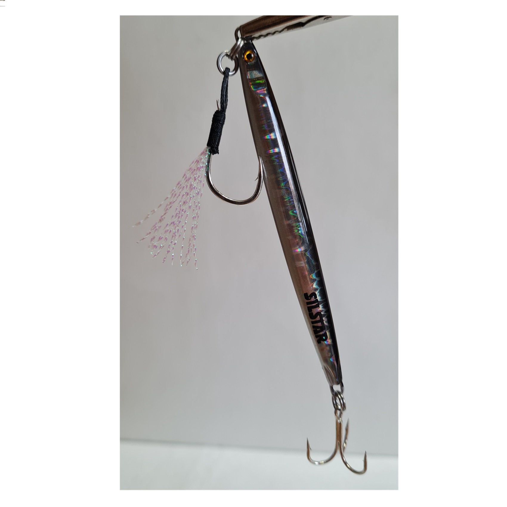 Silstar - Señuelo Jig 10Cms 30Gr Plomo/Fibra Negro/Pejerey