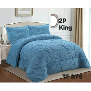 Aladdins Shop - Cobertor De Invierno Texturizado Con Chiporro King Hojas Azul