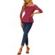 thumbnail image 2 of INSPIRE CHIC Blusa de Encaje Floral para Mujer con Hombros Descubiertos y Mangas 3/4 Transparentes Peplum XS Burdeos, 2 of 7