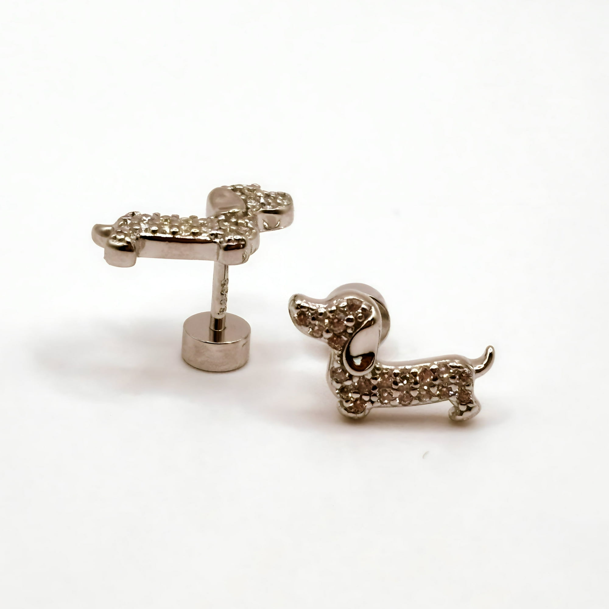 Tiana Joyas - Aro De Perrito Con Circones Transparentes De Plata 925