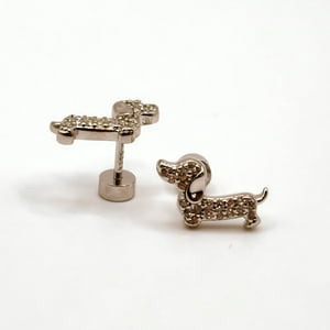 Tiana Joyas - Aro De Perrito Con Circones Transparentes De Plata 925