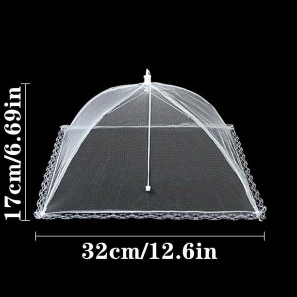 1pc Foldable Umbrella-Shaped Food Tent Cover With Lace Design, Collapsible & Portable Anti-Mosquito Mesh Cover For Home, Camping & Restaurants, Protects From Dust, Flies & Mosquitoes, Multi-functional