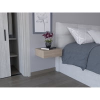 Tuhome - Velador Milano Flotante Ceniza 1 Cajón 13X40X34 Cm