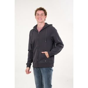 Polemic - Poleron Franela Classic Full Zipper Gris Oscuro Wi7399