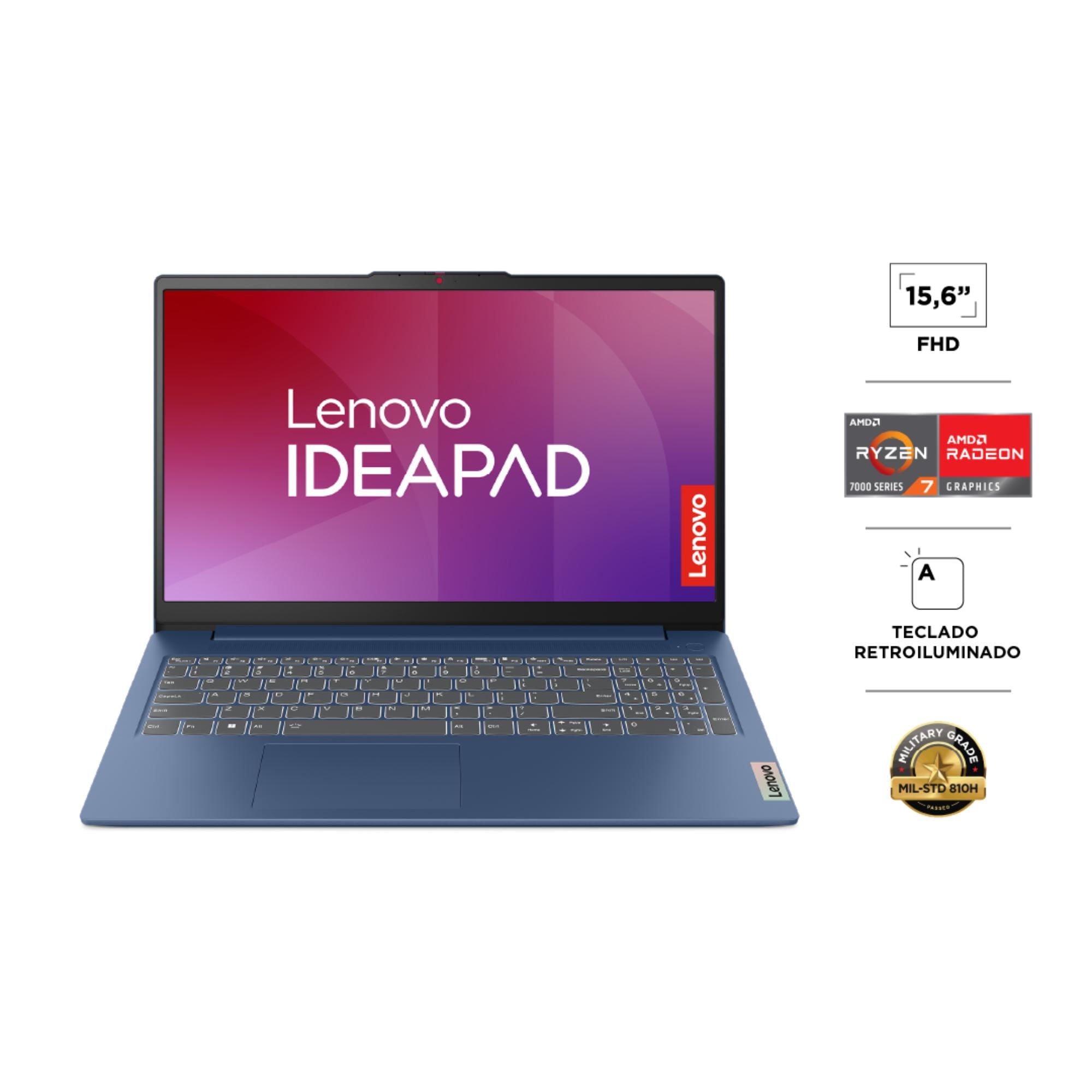 Lenovo - Notebook Ideapad Slim 3 15Abr8 15,6"" Fhd Amd Ryzen 7 16Gb 512Gb Ssd Azul