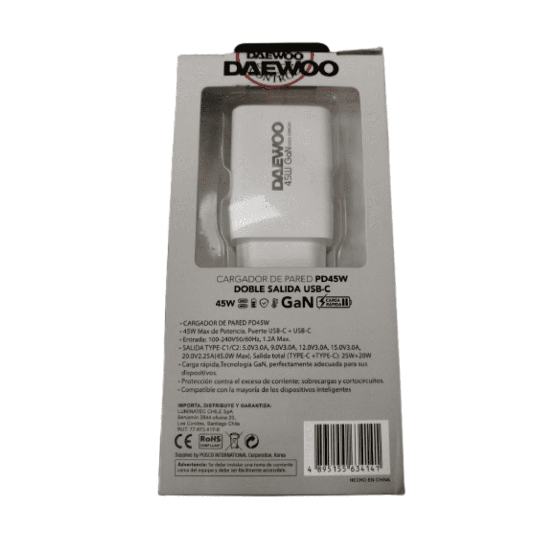 Daewoo - Cargador Usb Pd45w Di-pd452c-eu Salida Usb-c