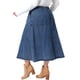 thumbnail image 5 of Falda de mezclilla elástica con botones al frente, casual, en línea A, con volantes y bolsillos laterales para mujer de talla grande de Agnes Orinda, talla 4X, azul grisáceo, 5 of 8
