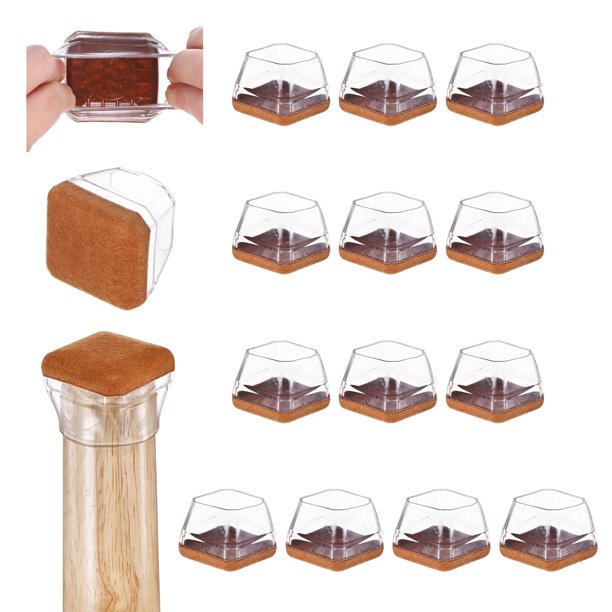 Uxcell 16-Pack Protectores de Suelo para Patas de Silla, Almohadillas de Silicona con Fieltro para Patas de Muebles para Suelos de Madera