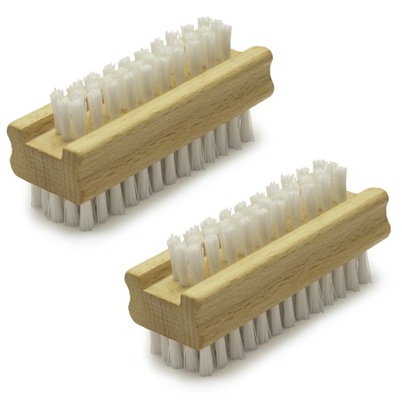 Cepillo de uñas KONEX de madera, paquete de 2, cerdas rígidas
