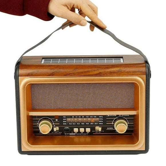 Radio Parlante Solar y Corriente Retro Bluetooth USB FM