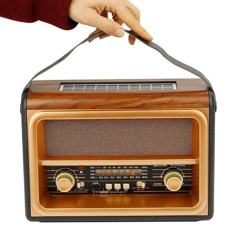 Leonimport - Radio Parlante Solar Y Corriente Retro Bluetooth Usb Fm