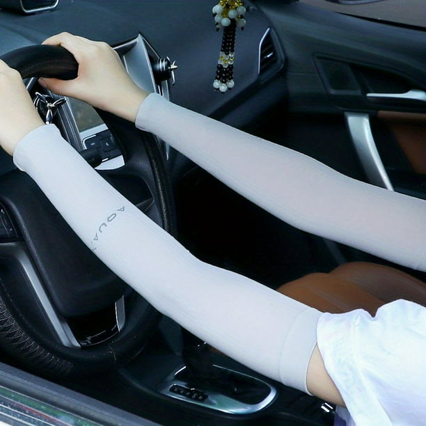 Stay Cool & Protected While You Exercise: 2pcs Women's Ice Silk Arm Sleeves!