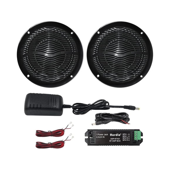 Altavoces Bluetooth marinos Herdio de 6.5 pulgadas y 120 W Peak, color negro