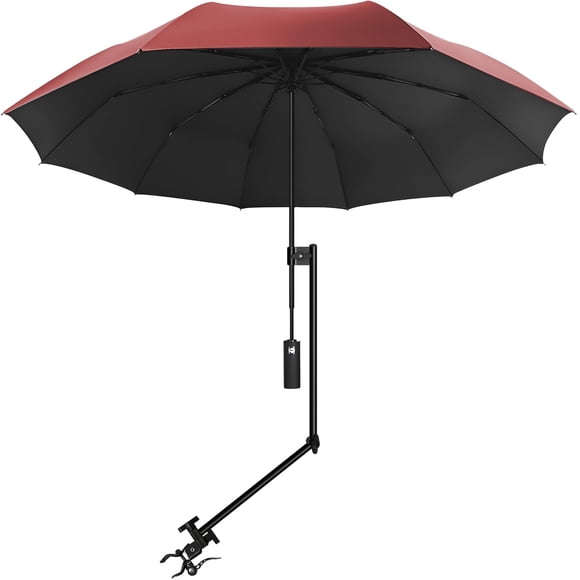 Sombrilla de playa XLINGZA UPF 50+ con pinza ajustable, color rojo