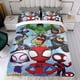 thumbnail image 4 of Spidey y sus Increíbles Amigos Conjunto de sábanas temático, trío de piezas, cómodo y amigable con la piel, diseño único, regalo de decoración para el hogar para familiares, amigos y fans,135cm *200cm, 4 of 6