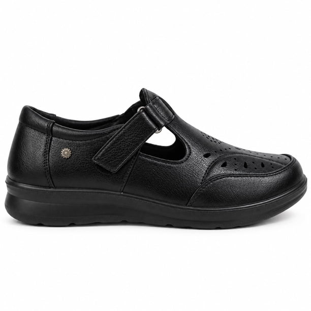 Zapato Mujer de Ecocuero Comodo Velcro Punta Redonda