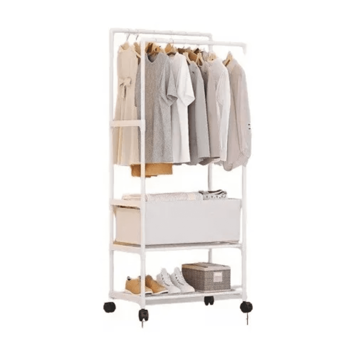 Genérico - Perchero Multifuncional Organizador Ropa Zapatos Blanco Barra Doble