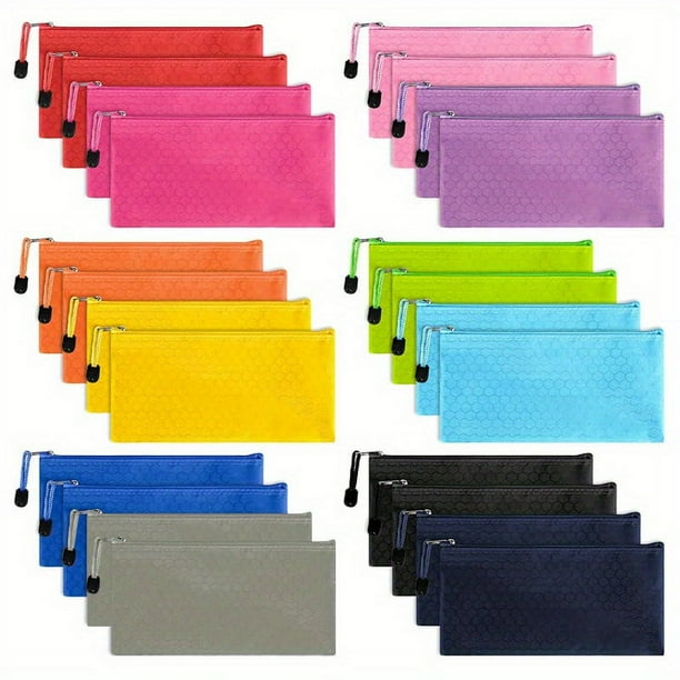 24 Pencil Pouch,A6 Size Zipper Pencil Pouch For Office Supplies, Children's, Travel Accessories Stationery, 12 Colors