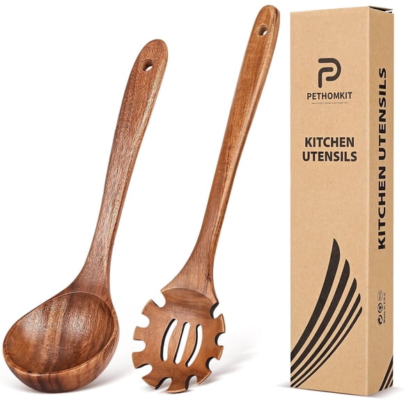 Set de cucharón para sopa y cucharas para pasta de madera