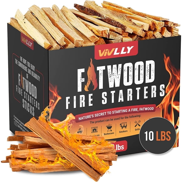 Bastones para encender fuego Vivlly Fatwood de 4,54 kg, 100% naturales
