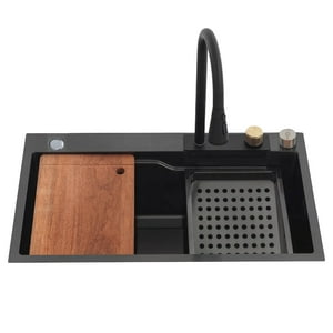 Domsa - Lavaplatos Tipo Cascada Deluxe Negro 75X46 Cm