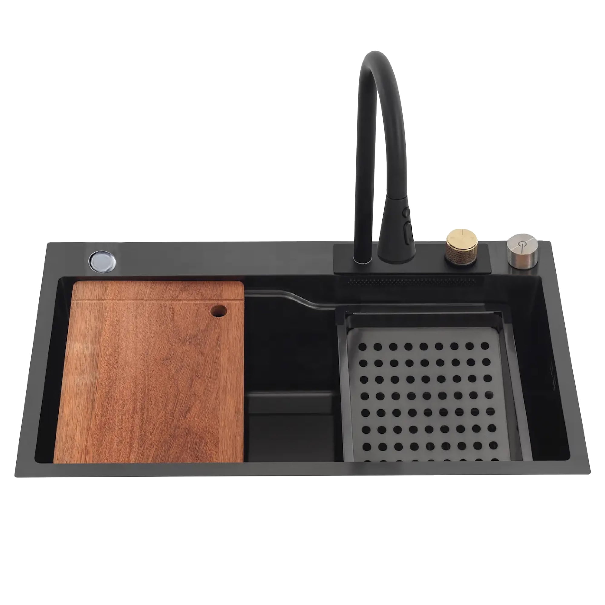 Domsa - Lavaplatos Tipo Cascada Deluxe Negro 75x46 Cm