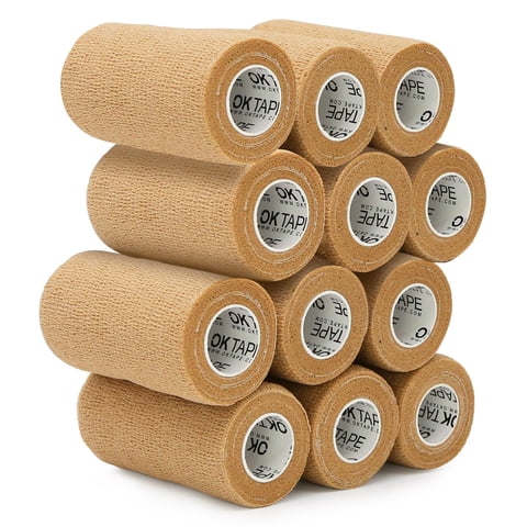 Vendajes Cohesivos Ok Tape, 12 Paquetes De 3 X 5 Yardas (Beige)