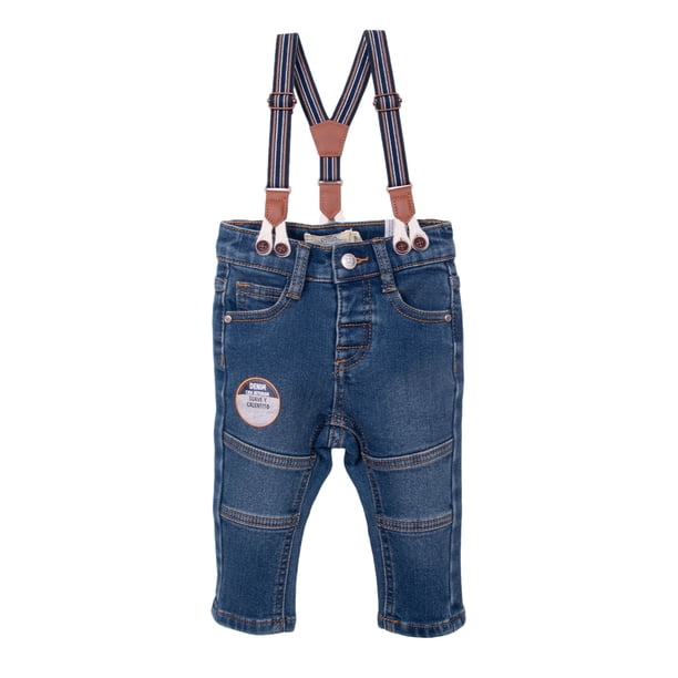 Jeans Bebé Niño Forrado con Suspensores Denim