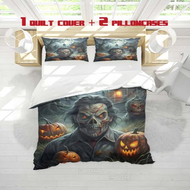 3pcs Halloween Printed Three Piece bedding Soft Duvet Cover And Two Pillowcases