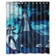 thumbnail image 1 of Cortina de ducha de baño con diseño de llamas de Rin del Exorcista Azul, con ganchos, tamaño 60 x 72 pulgadas, 1 of 3