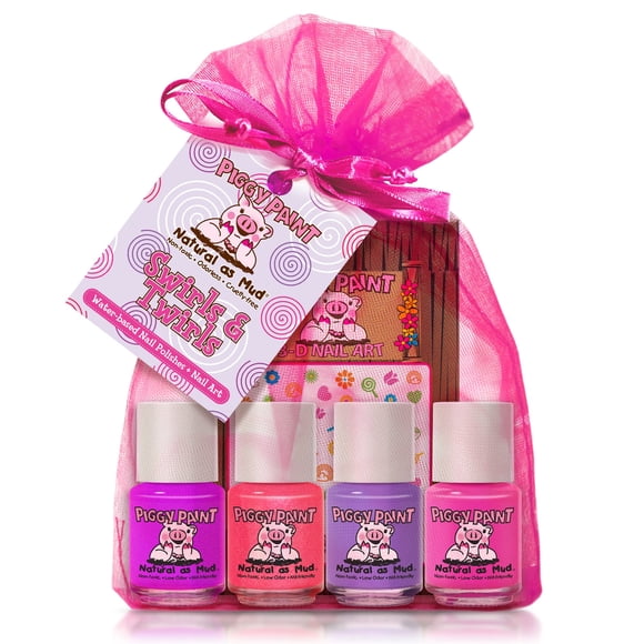 Set de esmaltes de uñas Piggy Paint Swirls & Twirls, 4 colores, 7 ml