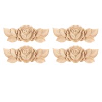 Bothyi - 4 Piezas Tallado Calcomanías Onlay Rose Madera Tallada Apliques 3.54X1.38X0.31 Pulgadas
