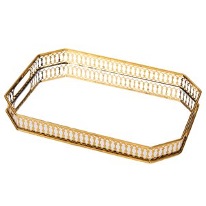 Ioensy - Bandeja De Tocador, Organizador De Maquillaje Con Mango Hueco Moderno Para Tocador De Loción, Dormitorio, 29X18Cm