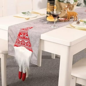 Veat00L - Bandera De Mesa De Navidad, Decoración De Lino Navideño Enano 3D De Papá Noel, Camino De Decoración De Mesa Navideña De 13 X 71 Pulgadas, Decoración De Fiesta De Lino Largo