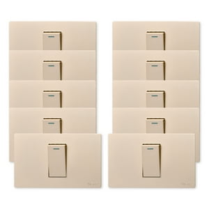 Want - Pack 10 Interruptores Simple Metálico 9/12 16A - Dorado