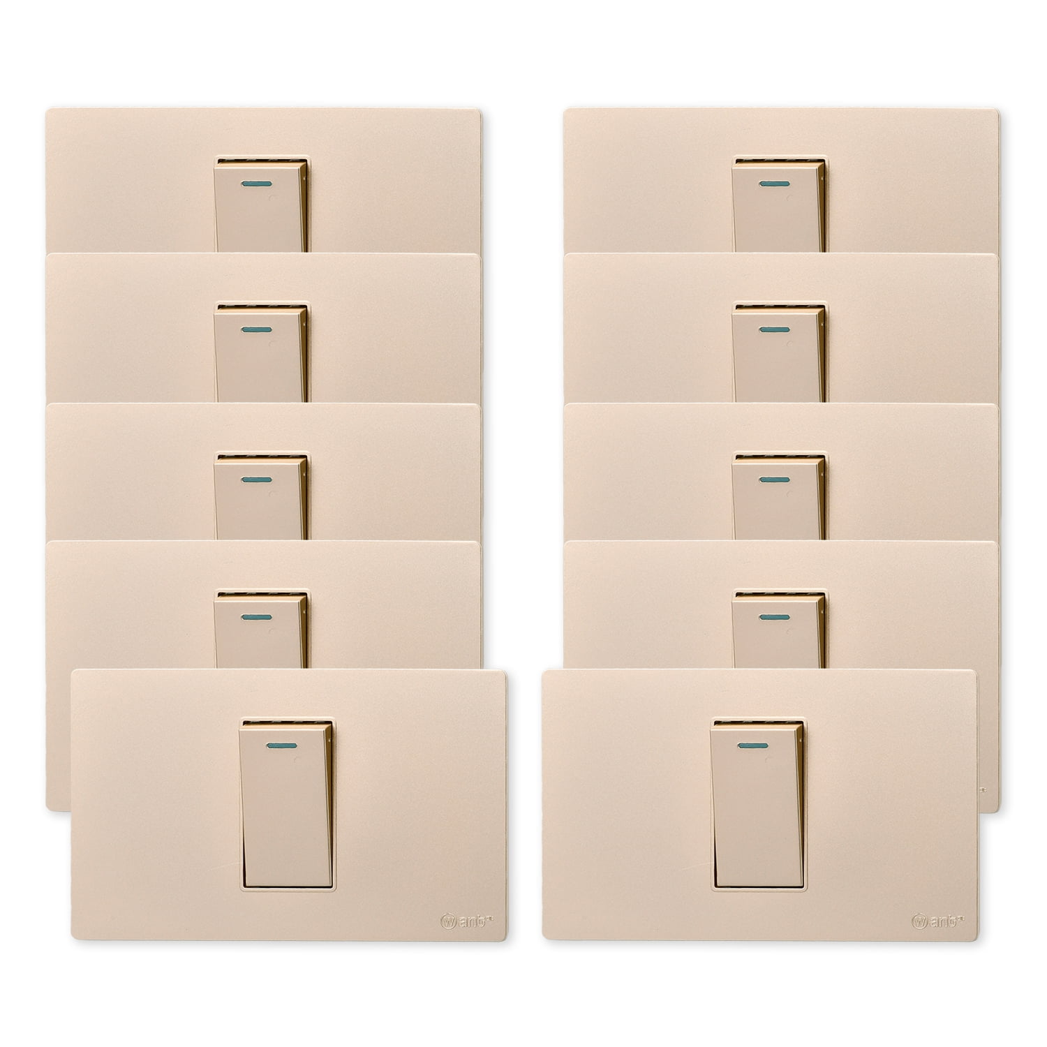 Want - Pack 10 Interruptores Simple Metálico 9/12 16a - Dorado